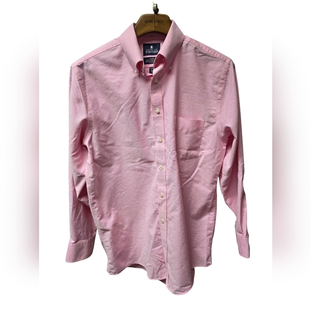 Stafford Travel Wrinkle-Free Oxford Regular Fit Sz. 15.5 32/33